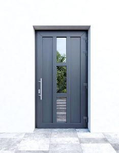 MEGRAME® plastikinės lauko durys, Nr. 1 | Deco RAL 7016 – Grained Anthracite Grey/Genarbt Anthrazitgrau