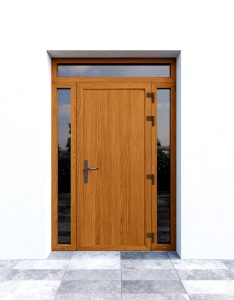 MEGRAME® plastikinės lauko durys, Nr. 4 | Golden Oak